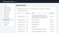 Systemprotokoll mit Anmeldungen, Fehlversuchen und hochgeladenen Bildern samt IP-Adresse