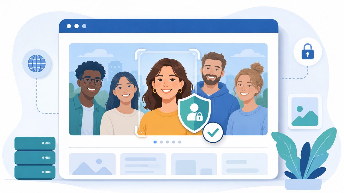 Illustration zur DSGVO bei Fotos auf der Webseite: erkennbare Person mit Datenschutz und Einwilligung