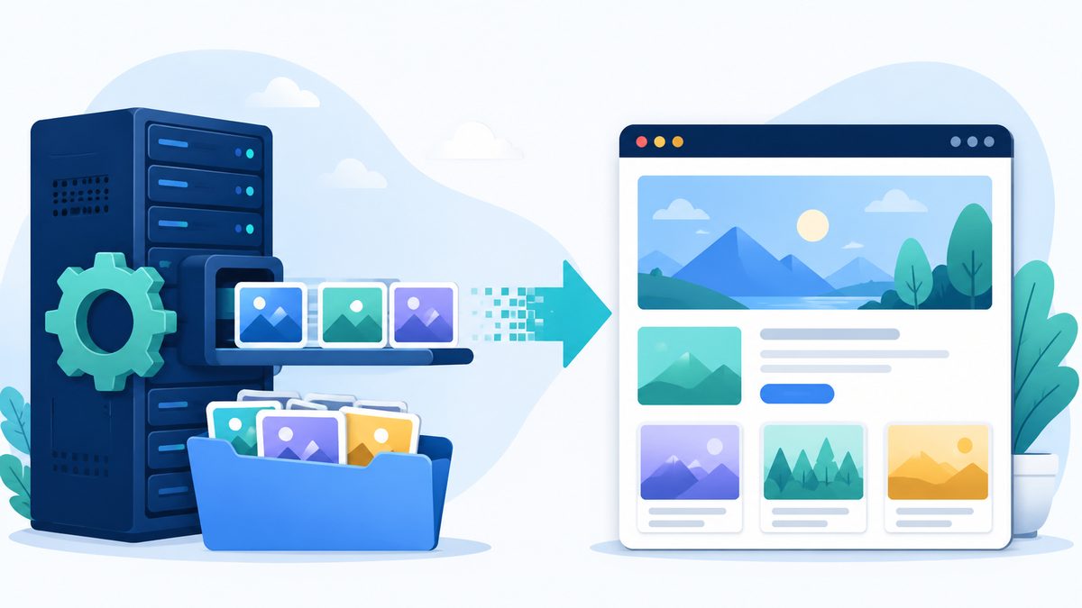 Vergleichsgrafik: Unterschied PHP und HTML - Server erzeugt Inhalte, Browser zeigt das fertige HTML an
