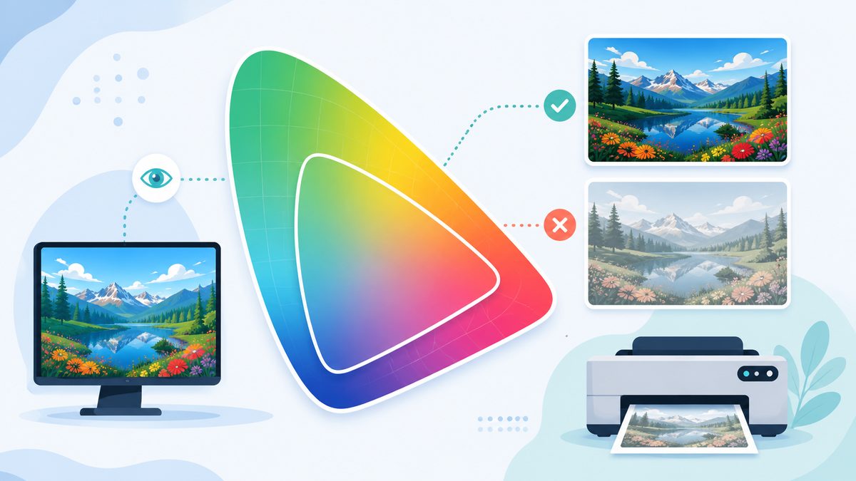 Schema zum Farbprofil bei Bildern: FarbrÃ¤ume sRGB und Adobe RGB und ihre Wirkung auf die Bildfarben