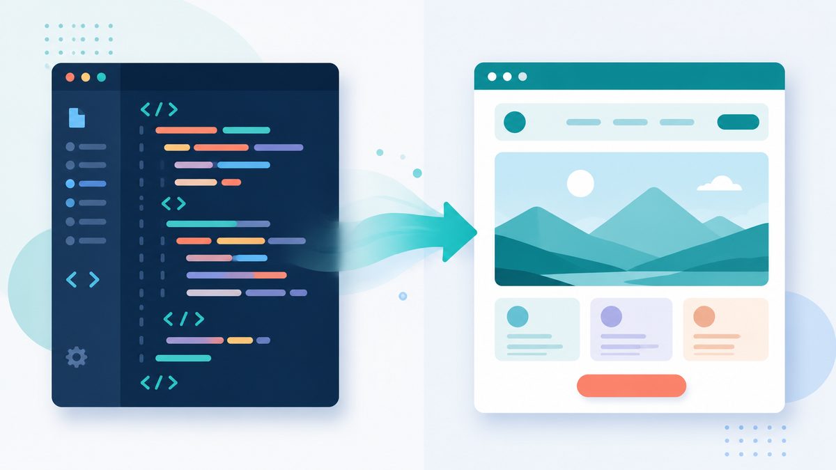 Was ist ein Quelltext einfach erklÃ¤rt: Code-Bausteine links werden rechts zur fertigen Webseite gerendert