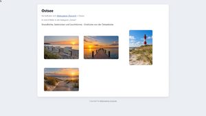Kategorie Ostsee nach dem Speichern: drei Vorschaubilder nebeneinander, der Leuchtturm im Hochformat